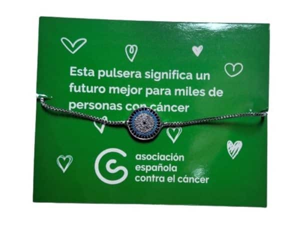 Pulsera solidaria plateada con ojo de la suerte